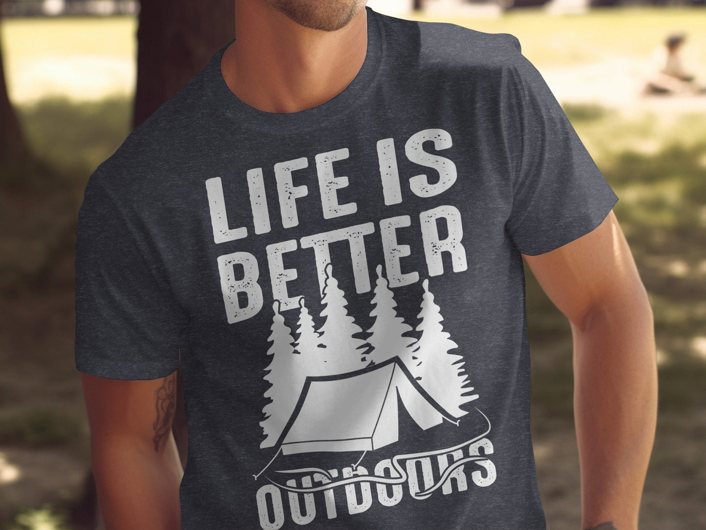 Life Is Better Outdoors Camping Tent Graphic Novelty T-Shirt