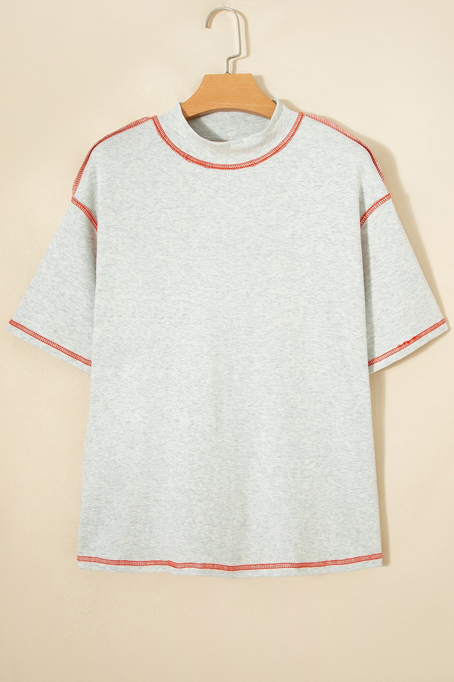 Light Grey Reversible Contrast-Stitched T-Shirt