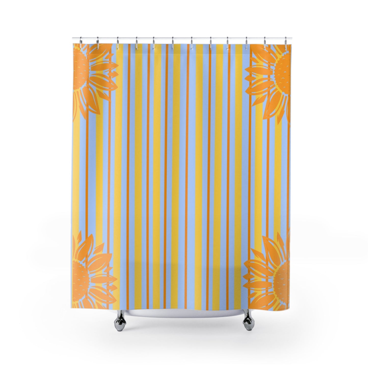 Preppy Sunflower Stripe Shower Curtain — Cute Kid's Bathroom Decor