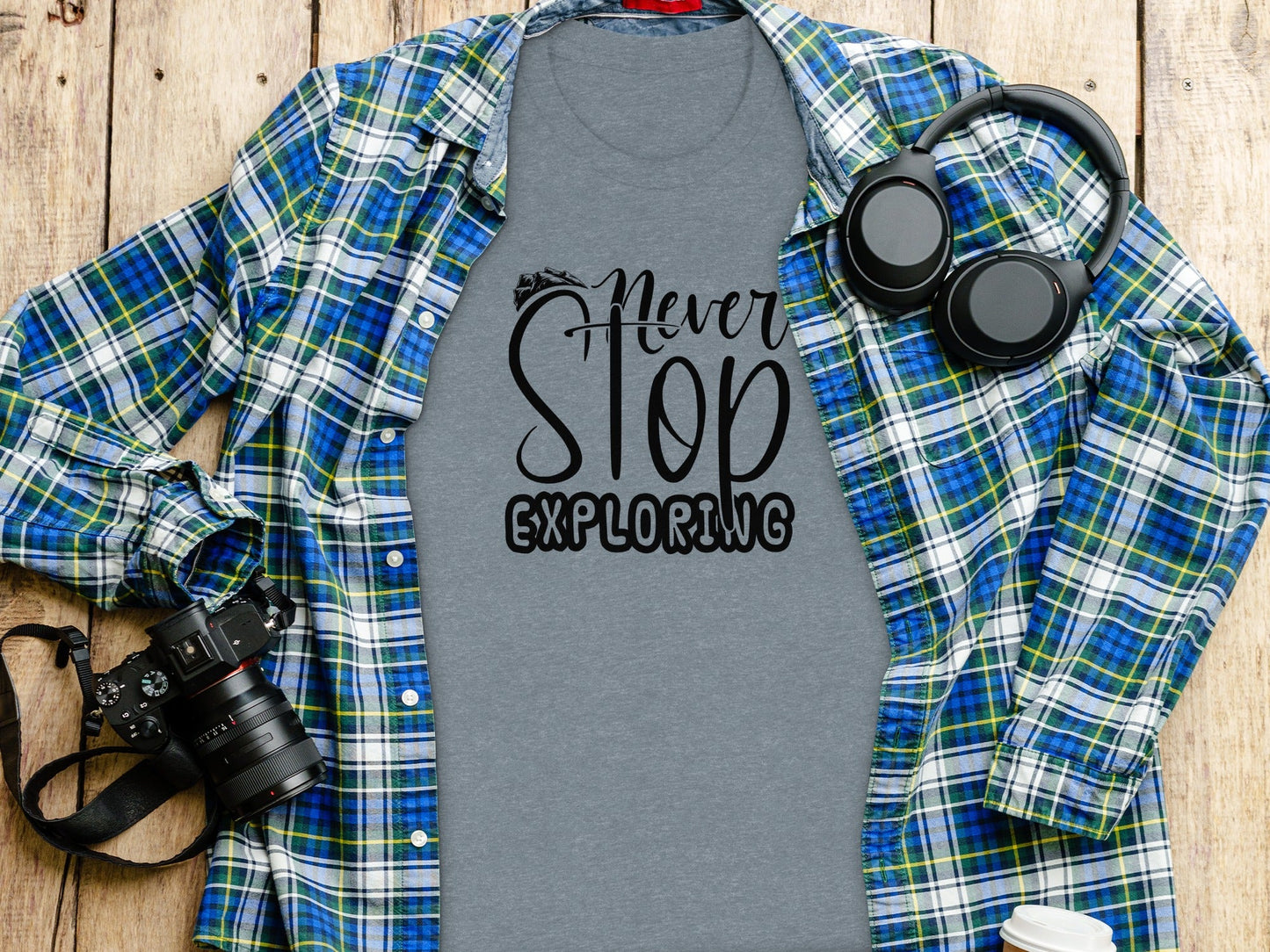 Never Stop Exploring Graphic Adventure Lover Quote T-Shirt