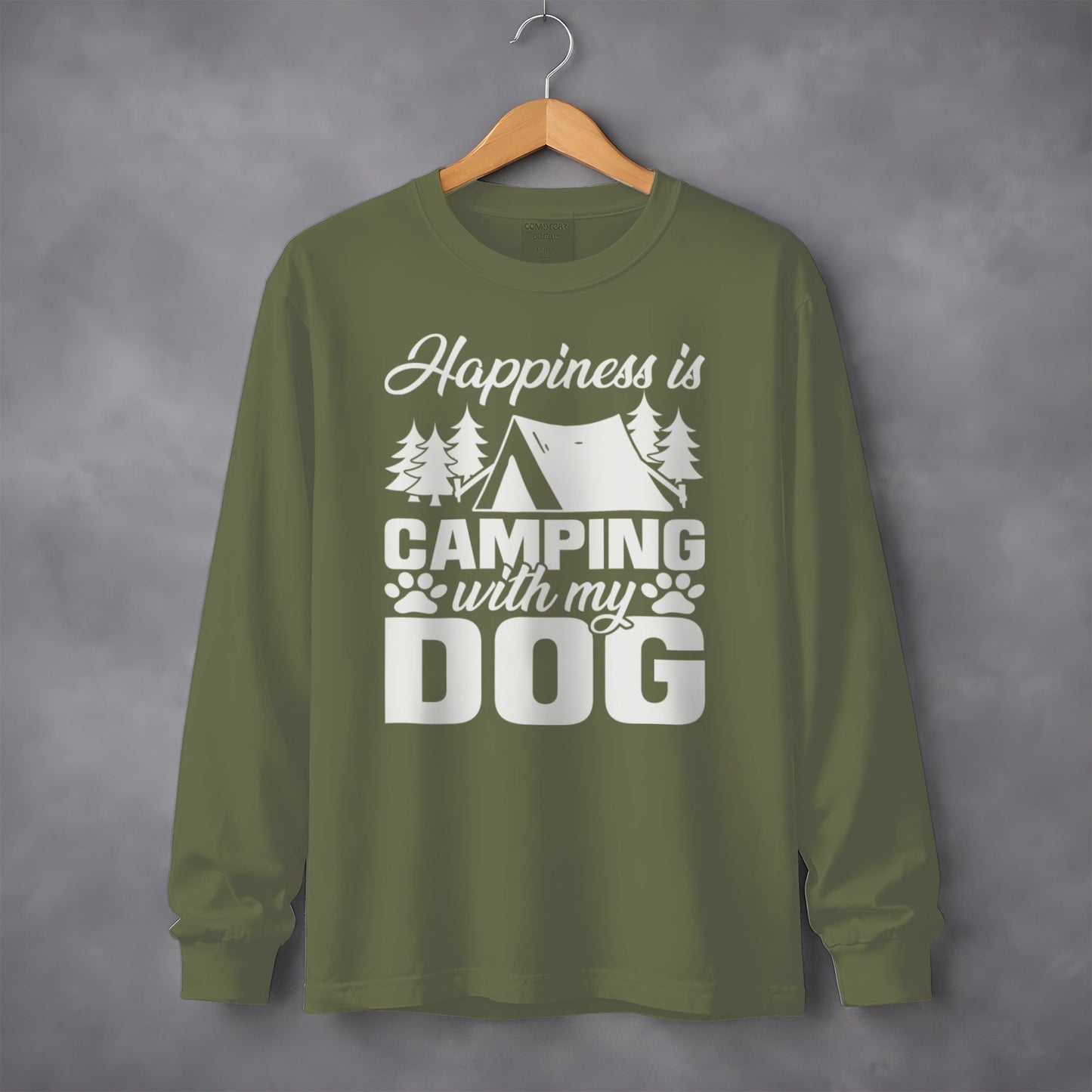 Happiness Is Camping With My Dog Great Outdoor Adventure Long Sleeve T-Shirt