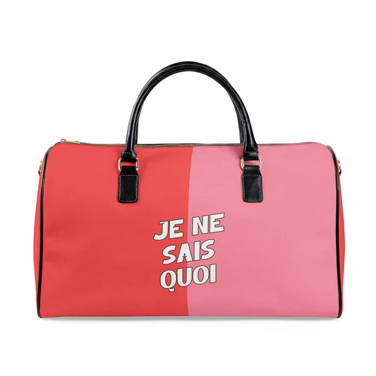 Je Ne Sais Quoi Leather Travel Bag – Pink & Red Weekender Duffle