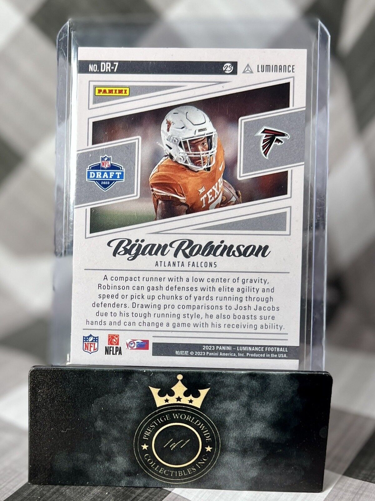 Bijan Robinson 2023 Panini Luminance Dynamic Rookie #DR-7 Atlanta Falcons RC