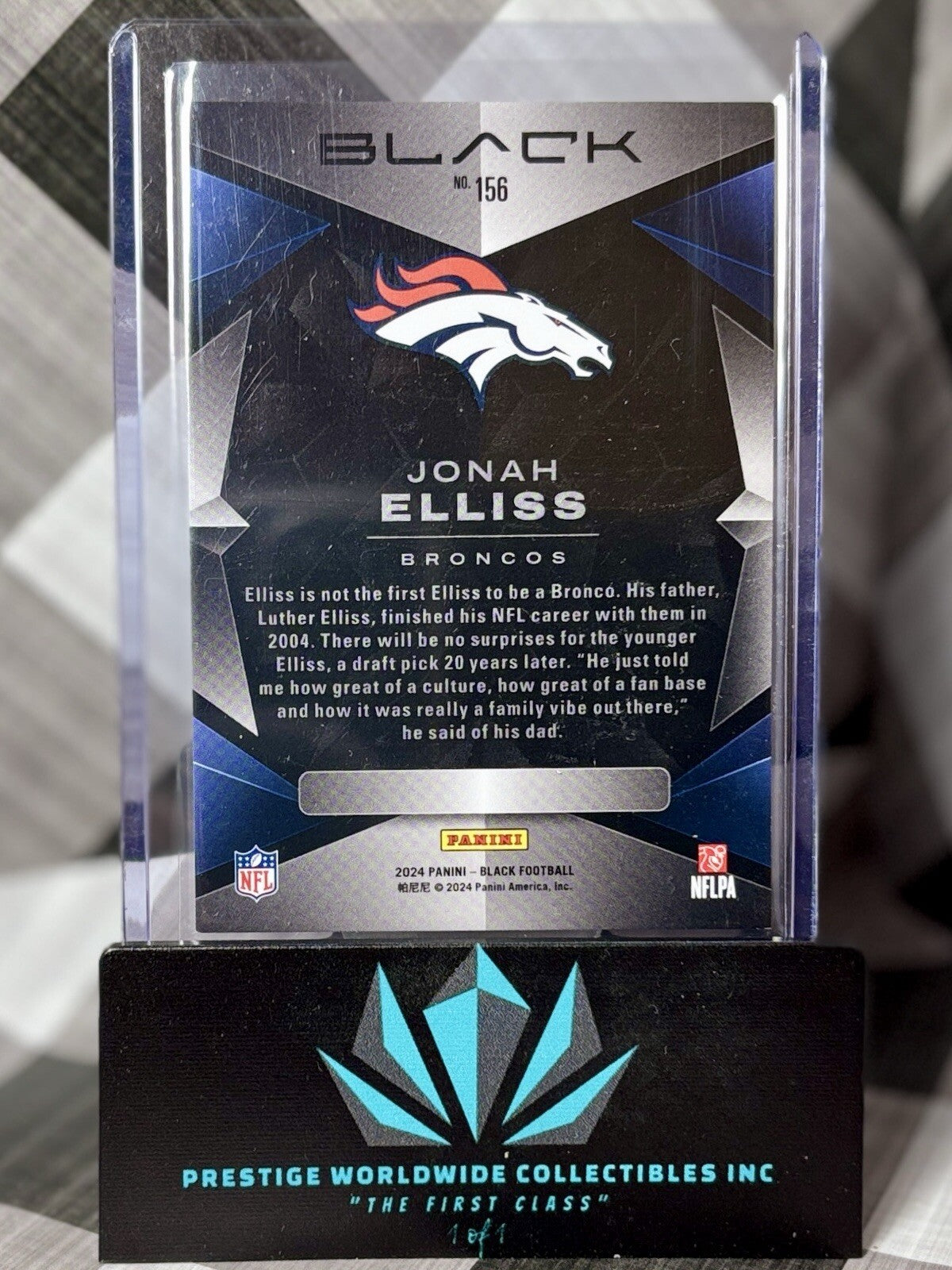 Jonah Elliss 2024 Panini Black Rookie Royal /99 #156 Denver Broncos RC