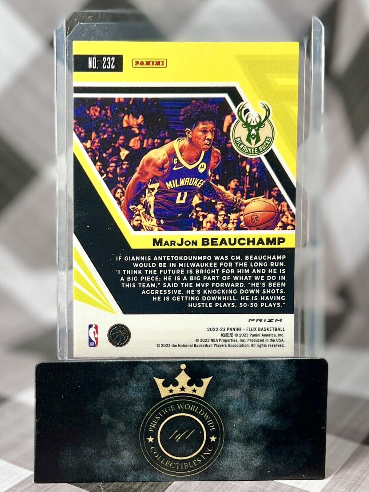 MarJon Beauchamp 2022-23 Panini Flux Red Prizm Rookie #232 MIL Bucks RC