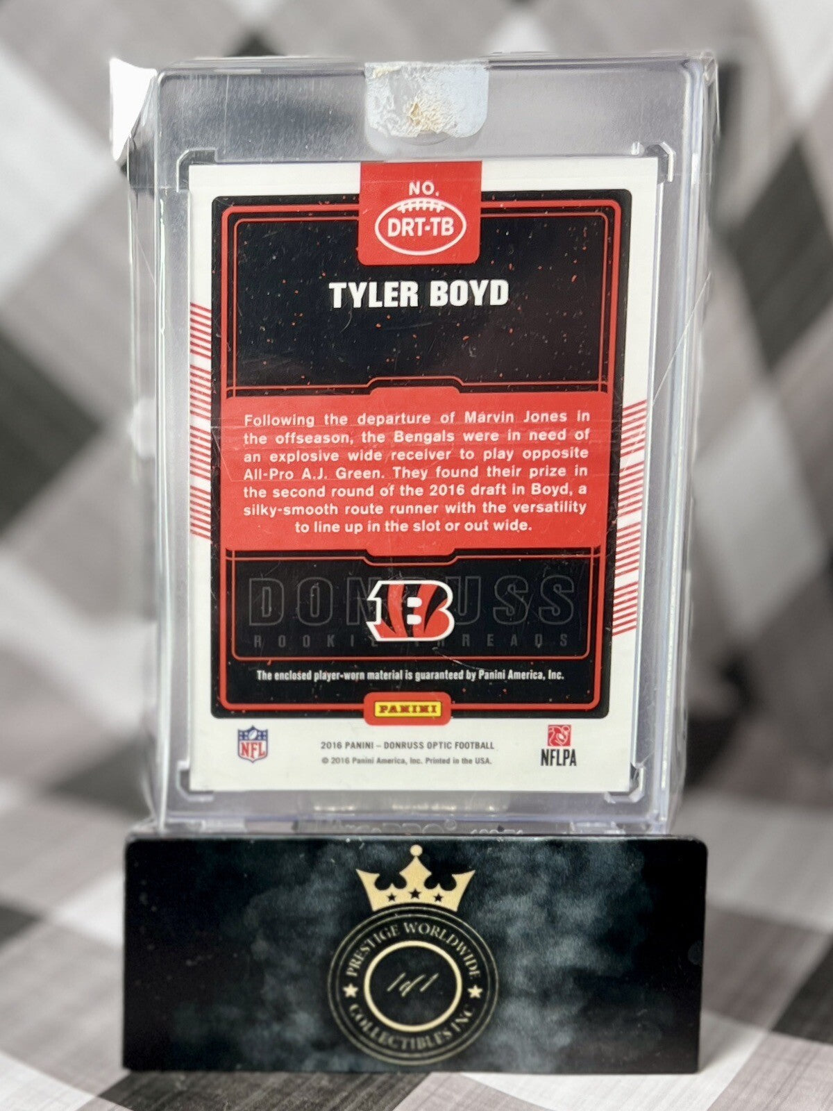 Tyler Boyd 2016 Panini Donruss Optic Rookie Pink Patch Relic #DRT-TB Bengals RC