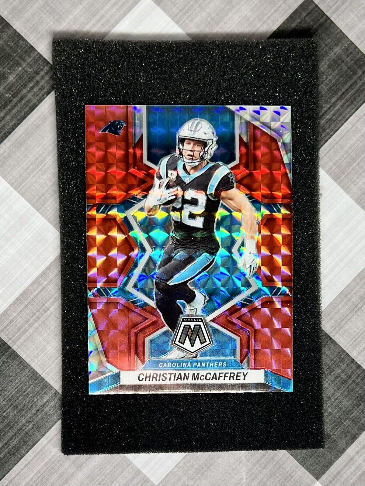 CHRISTIAN McCAFFREY 2022 Panini Mosaic NFL Red Mosaic Prizm #28 Panthers & 49ers