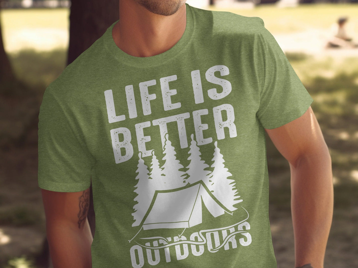 Life Is Better Outdoors Camping Tent Graphic Novelty T-Shirt
