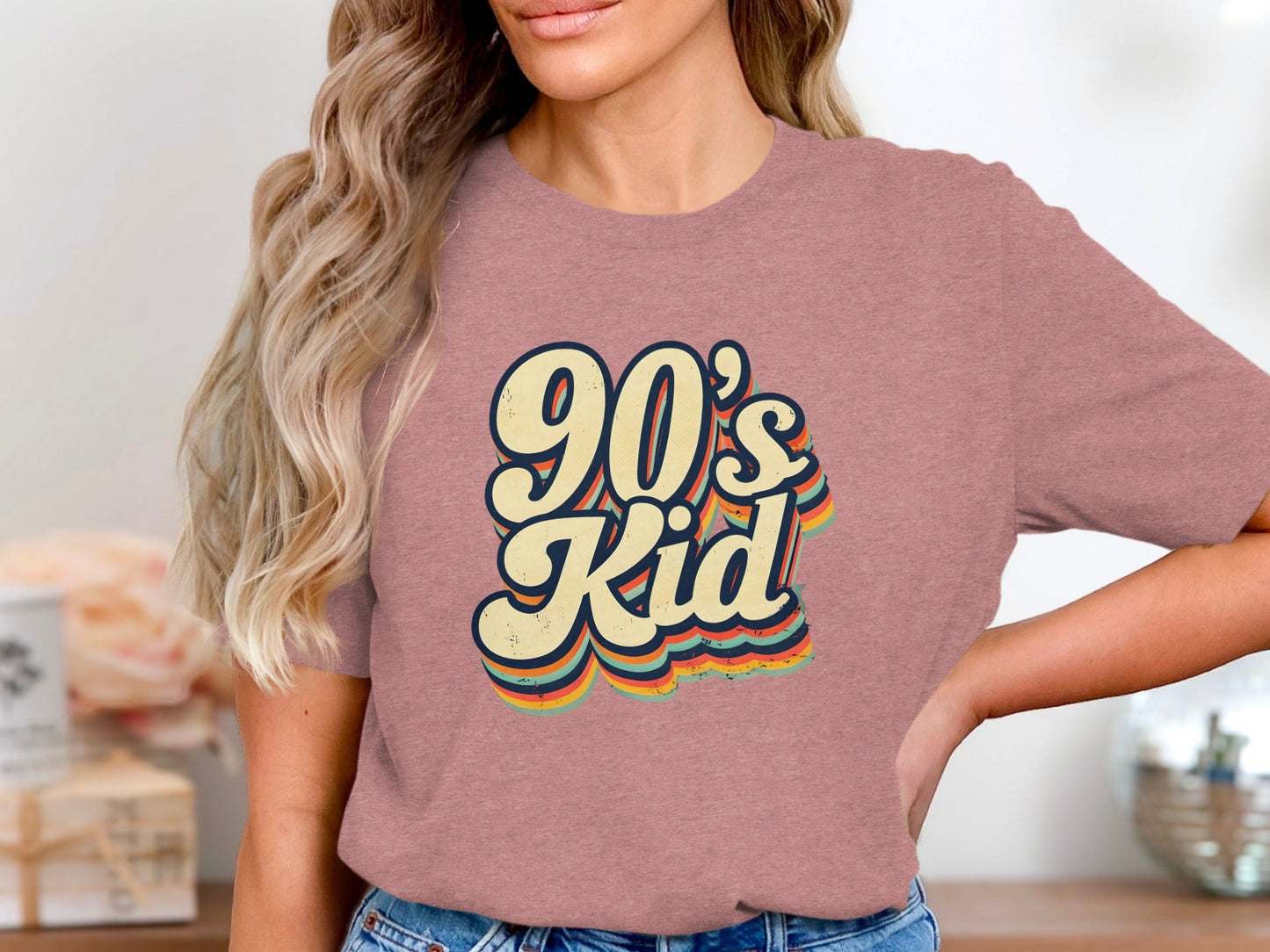 Retro 90s Kid Layered Text Design Trendy Cool Style T-Shirt