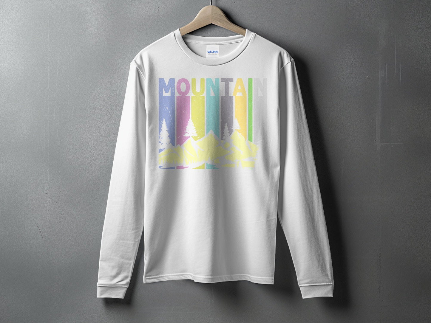 Colorful Mountain Scenery Graphic T-Shirt Long Sleeve T-Shirt