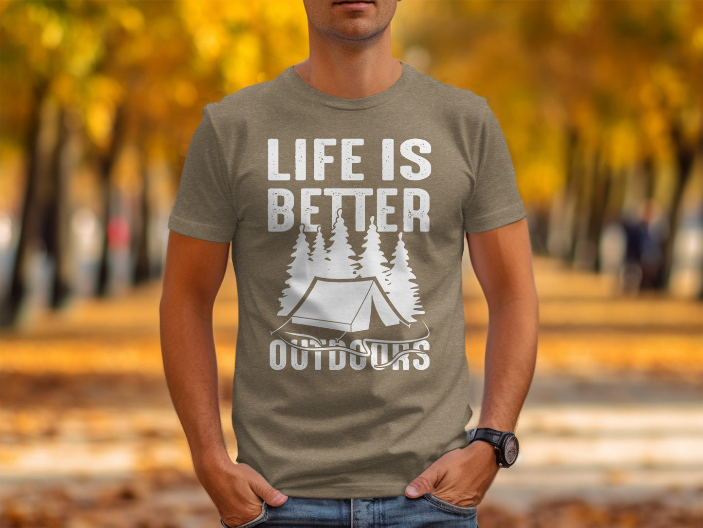 Life Is Better Outdoors Camping Tent Graphic Novelty T-Shirt