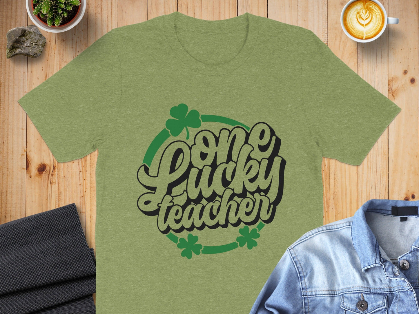 One Lucky Teacher Design With Shamrocks For Teachers T-Shirt