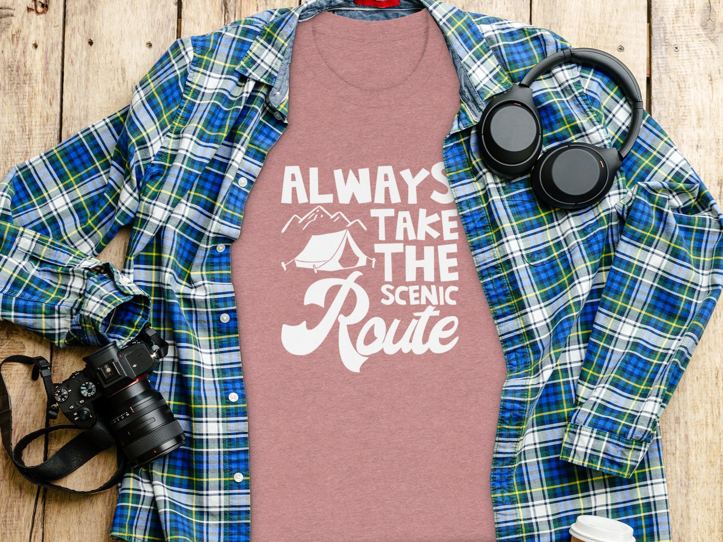 Always Take The Scenic Route Outdoors Camping Design T-Shirt