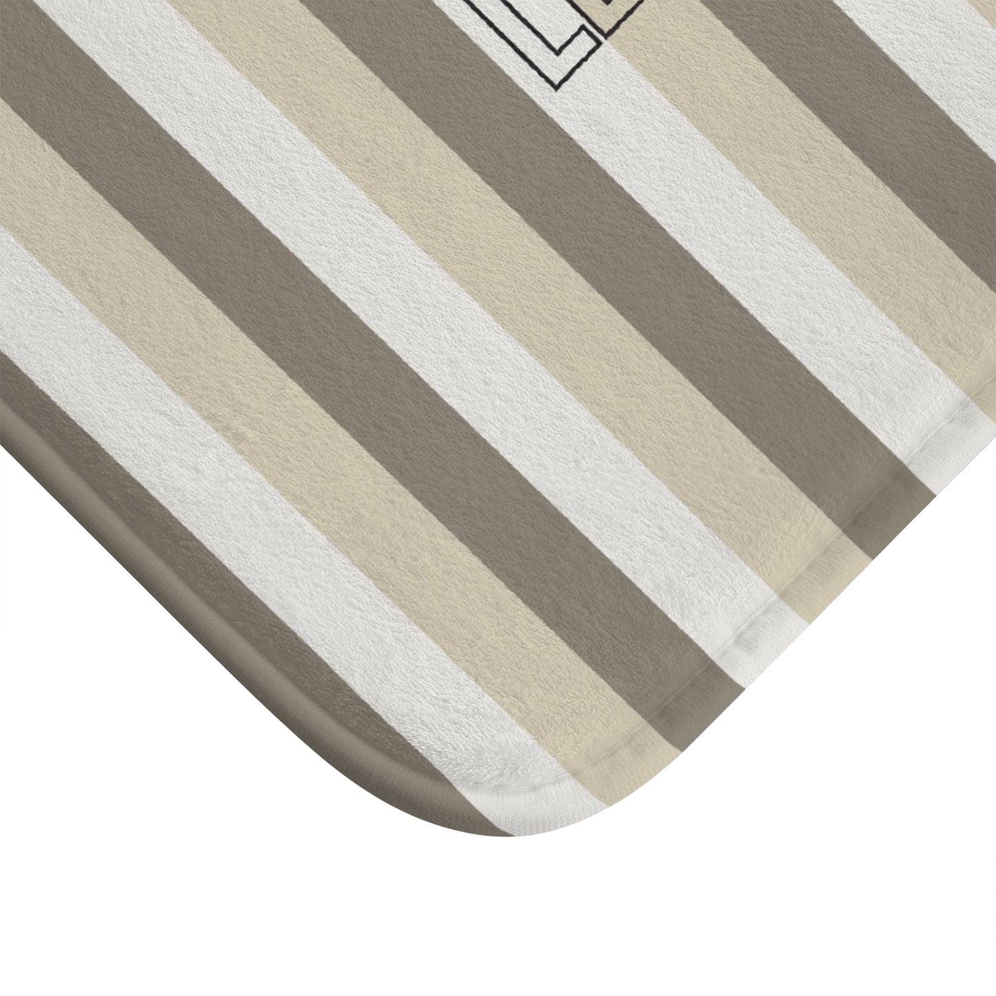 Le Bain Striped Bath Mat — Neutral Beige & Taupe Modern Bathroom Rug