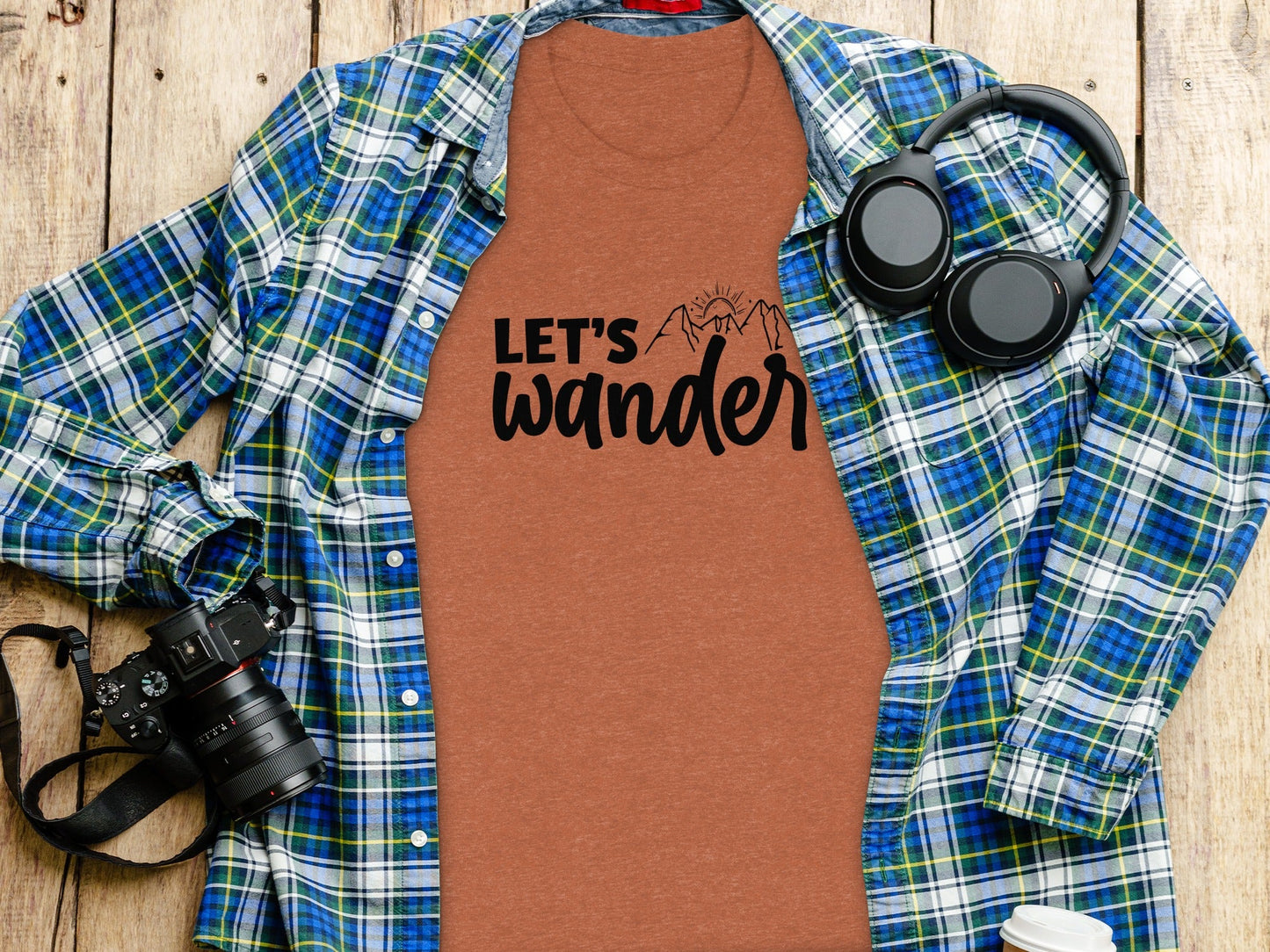 Let's Wander Mountain and Sun Graphic Adventure T-Shirt