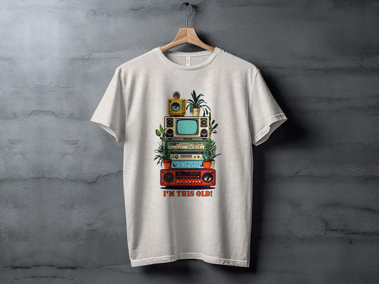 I'm This Old Electronics Tower With Plants Graphic T-Shirt