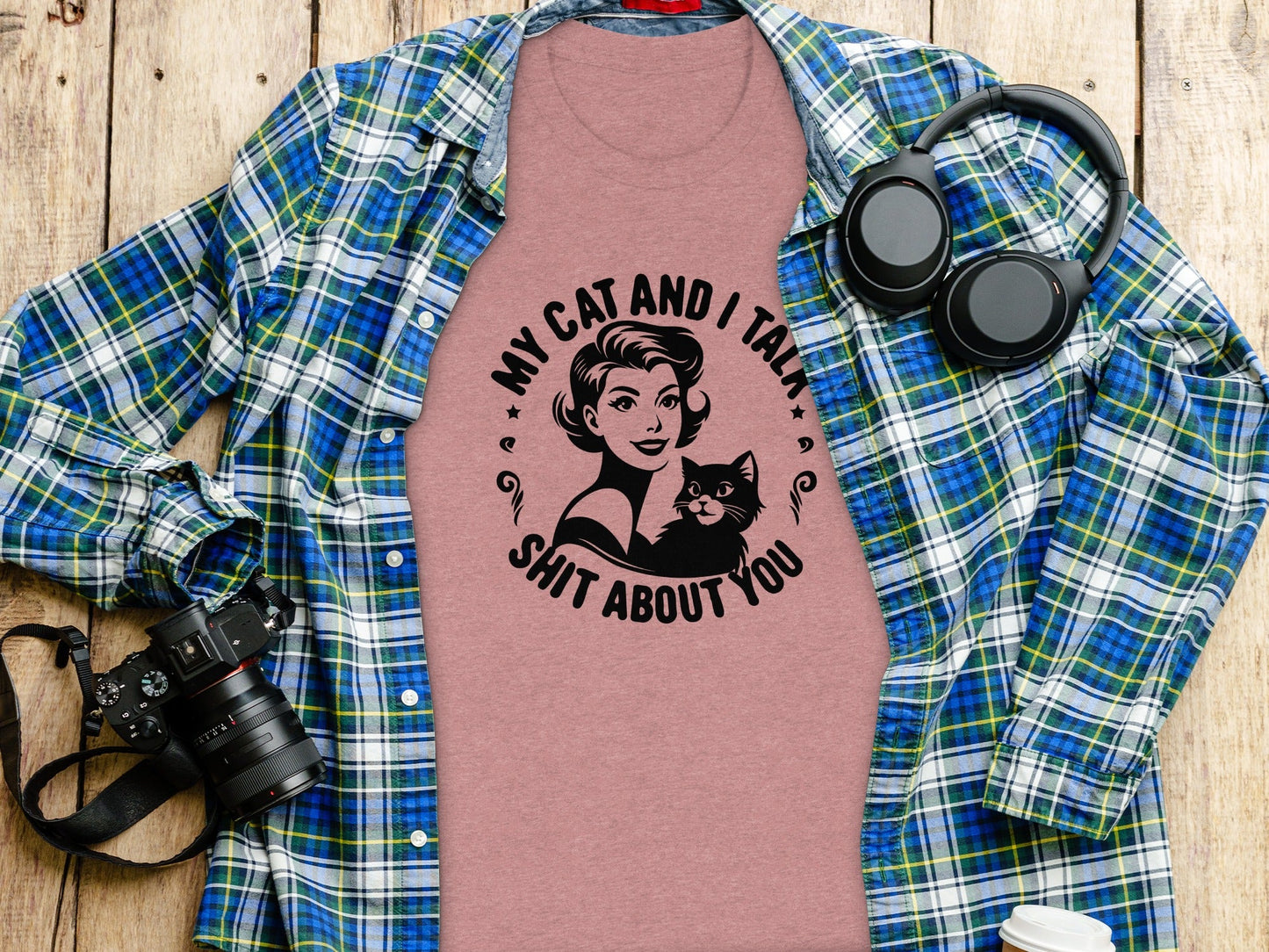 My Cat and I Talk Shit About You Funny Graphic T-Shirt