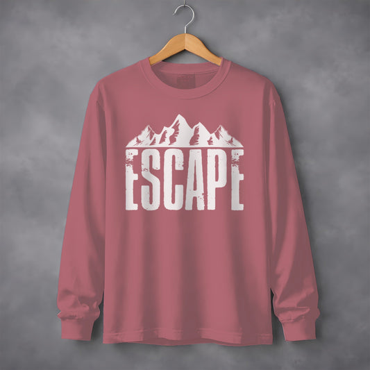Escape to Nature with Mountain Graphic Art Long Sleeve T-Shirt