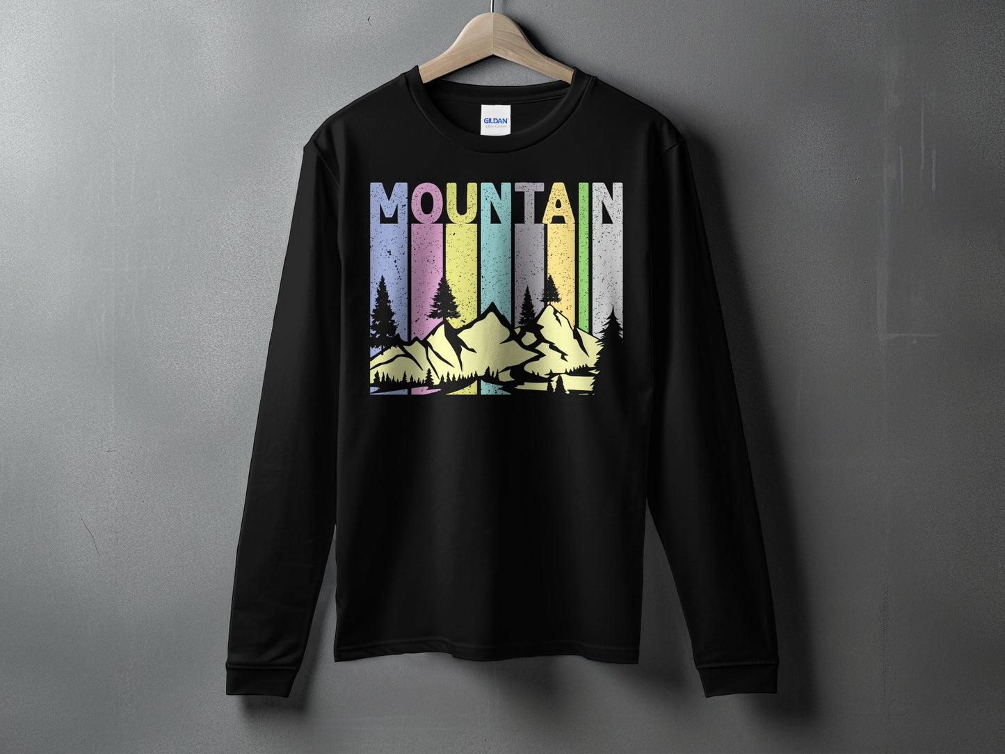 Colorful Mountain Scenery Graphic T-Shirt Long Sleeve T-Shirt