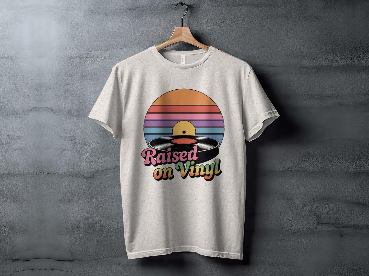 Raised On Vinyl Vintage Retro Style Design Graphic T-Shirt