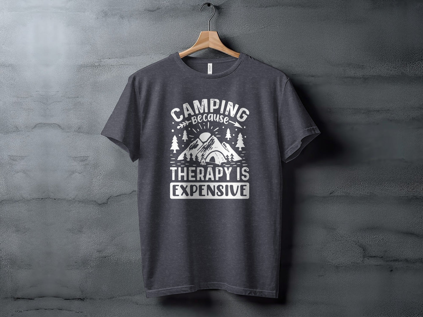 Camping Because Therapy Is Expensive Graphic T-Shirt