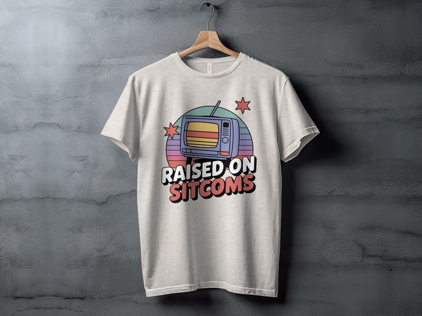 Raised On Sitcoms Retro Television Funny Design T-Shirt