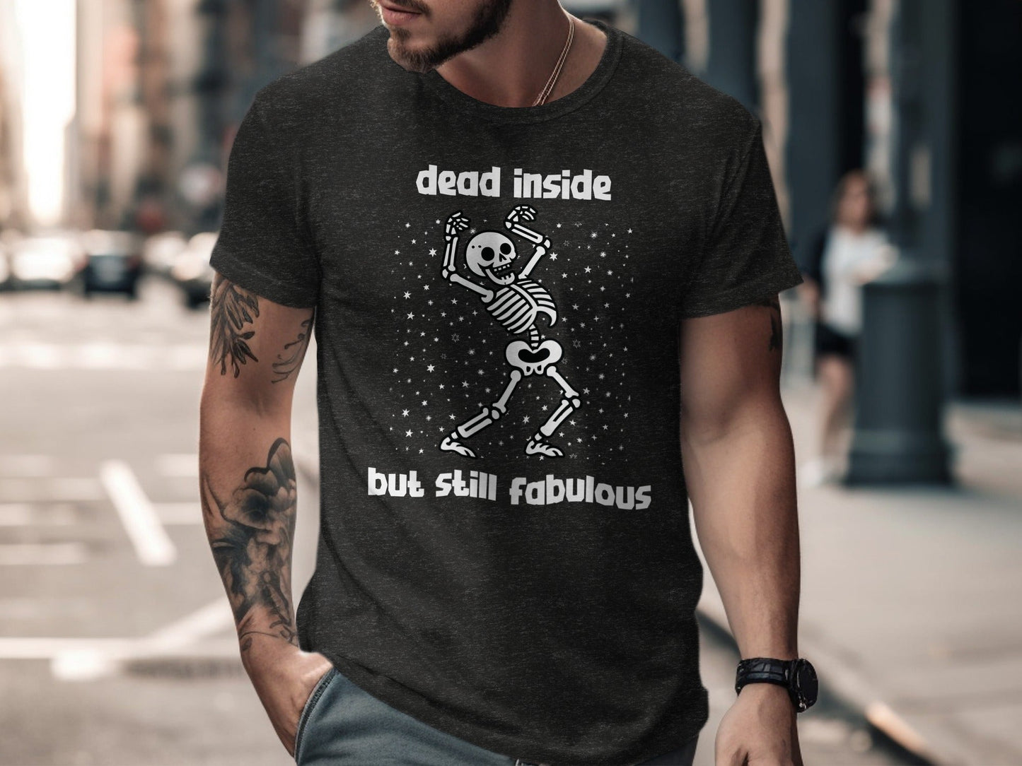 Dead Inside But Still Fabulous Skeleton Graphic T-Shirt