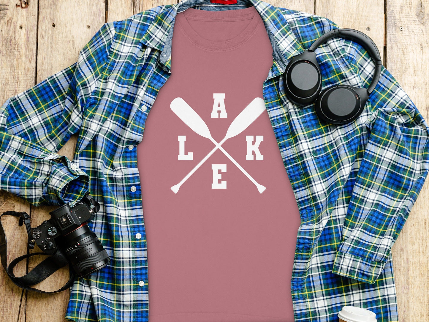 A Lake With Crossed Paddles Graphic Long Sleeve T-Shirt