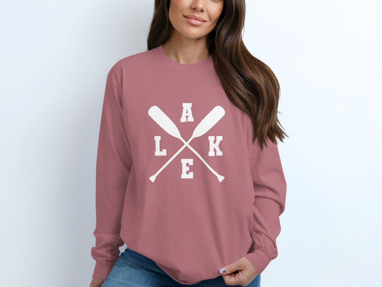 A Lake With Crossed Paddles Graphic Long Sleeve T-Shirt