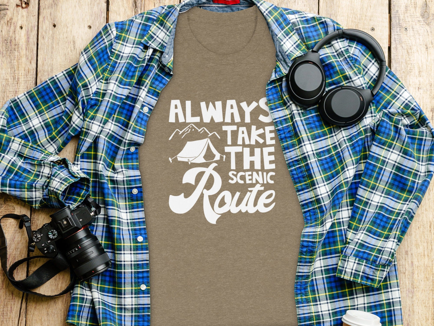 Always Take The Scenic Route Outdoors Camping Design T-Shirt
