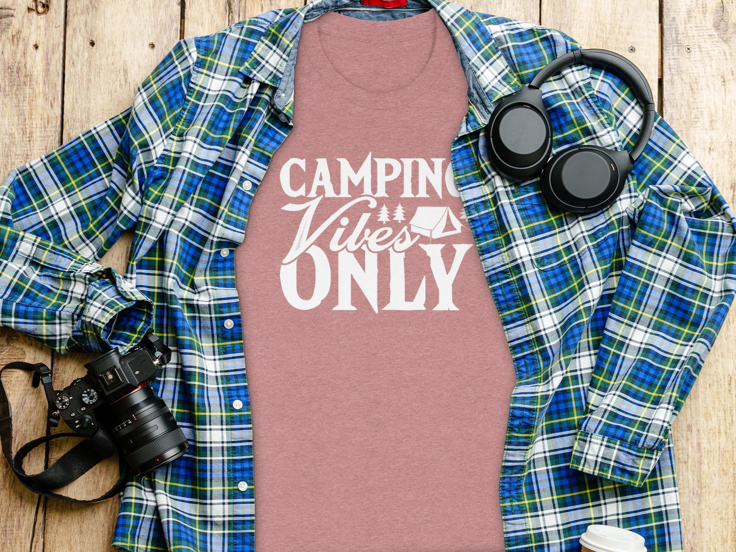 Camping Vibes Only With Tent Graphic Camping T-Shirt
