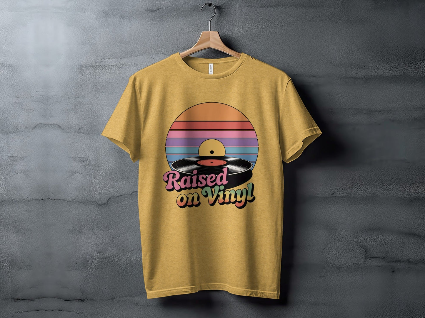 Raised On Vinyl Vintage Retro Style Design Graphic T-Shirt
