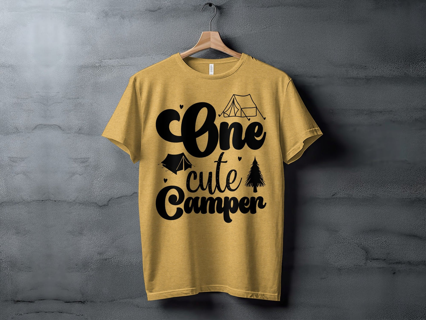 One Cute Camper Tent and Pine Tree Camping Design T-Shirt