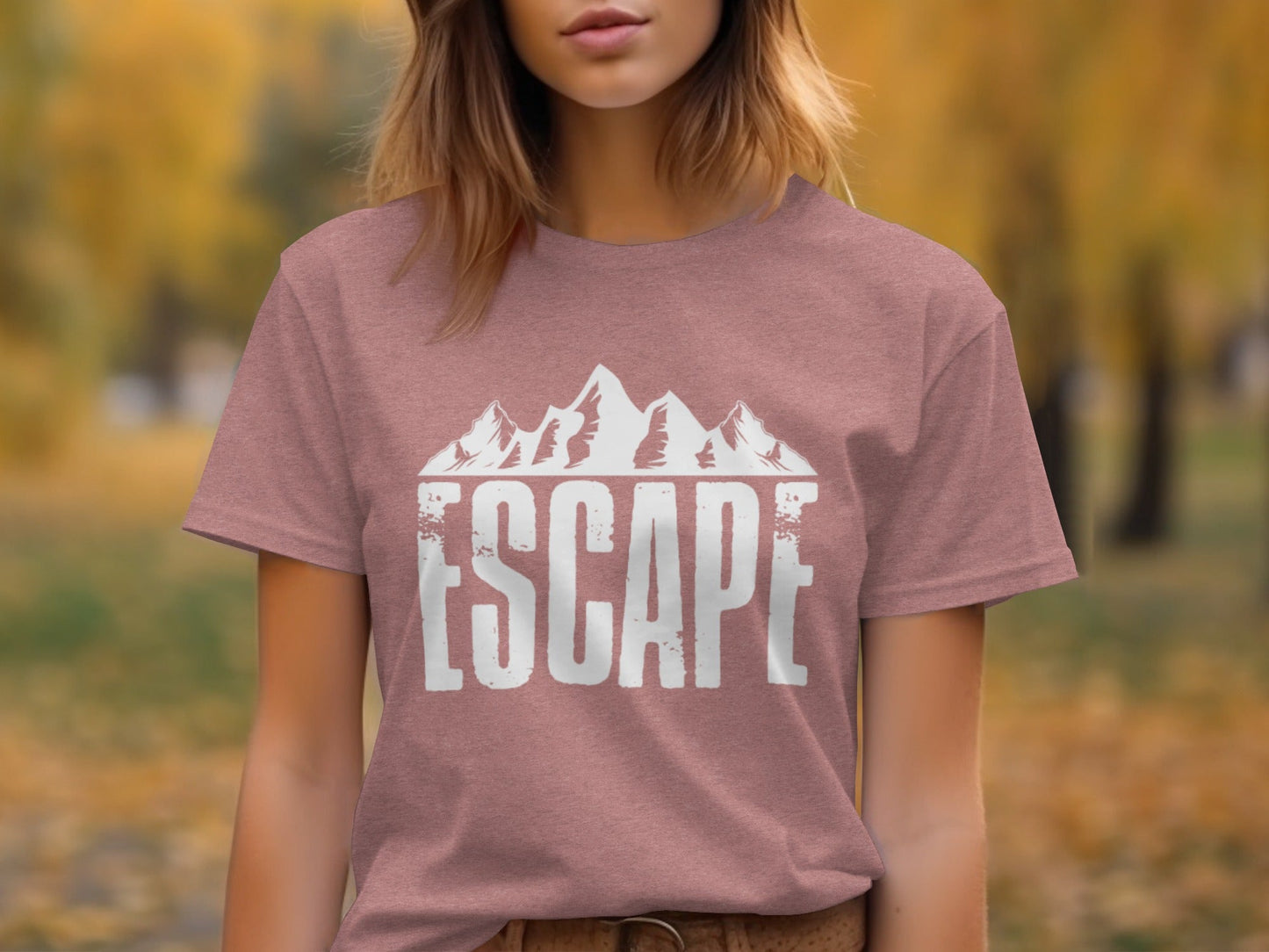 Escape Into The Mountains Outdoor Adventure Design T-Shirt