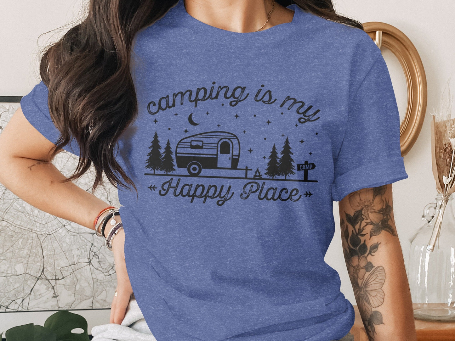 Camping Is My Happy Place Adventure Graphic T-Shirt