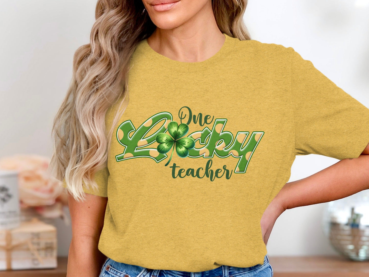 One Lucky Teacher Four Leaf Clover St Patricks Day T-Shirt