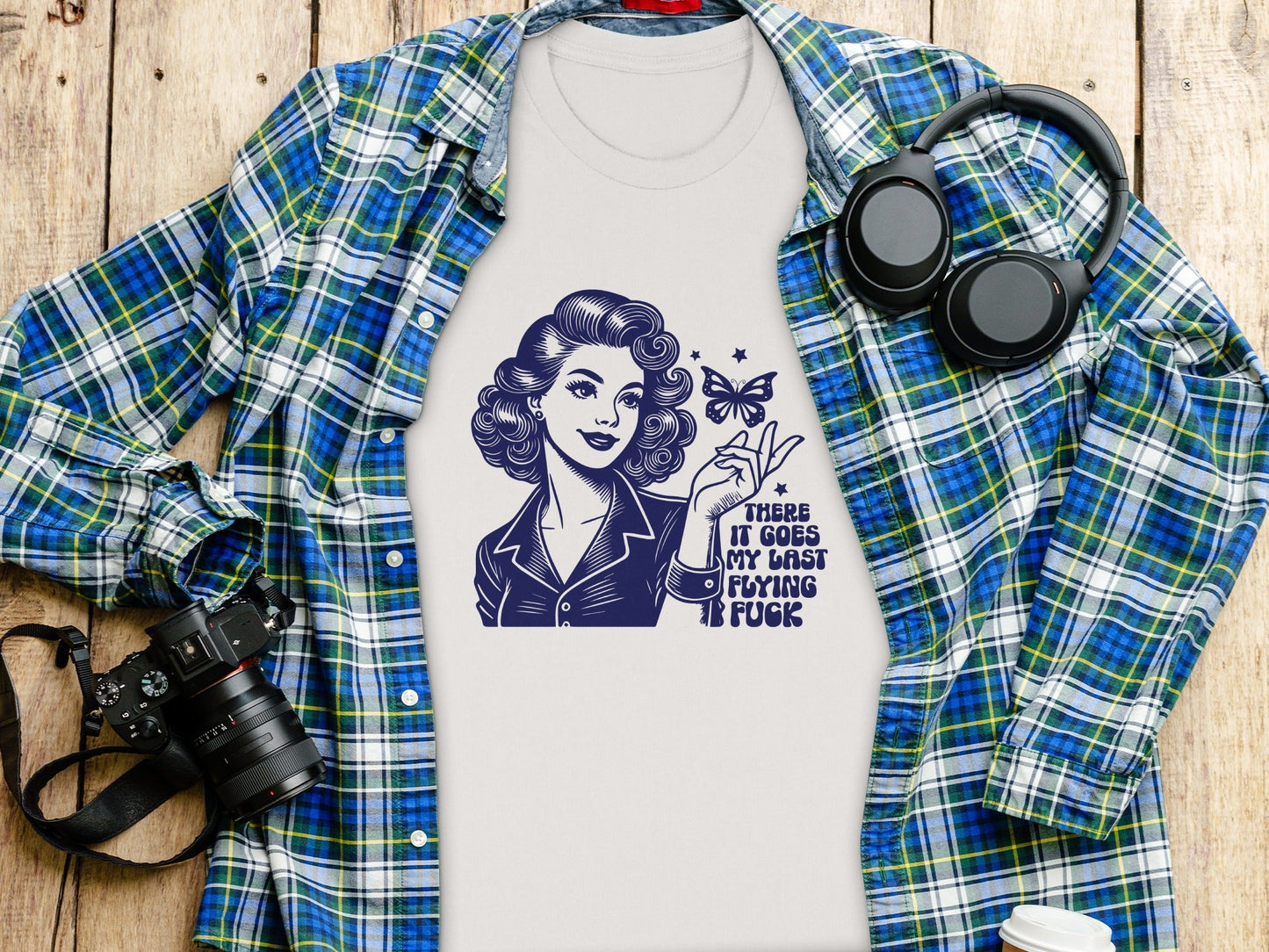 Retro Girl Butterfly Last Flying F Word Phrase T-Shirt
