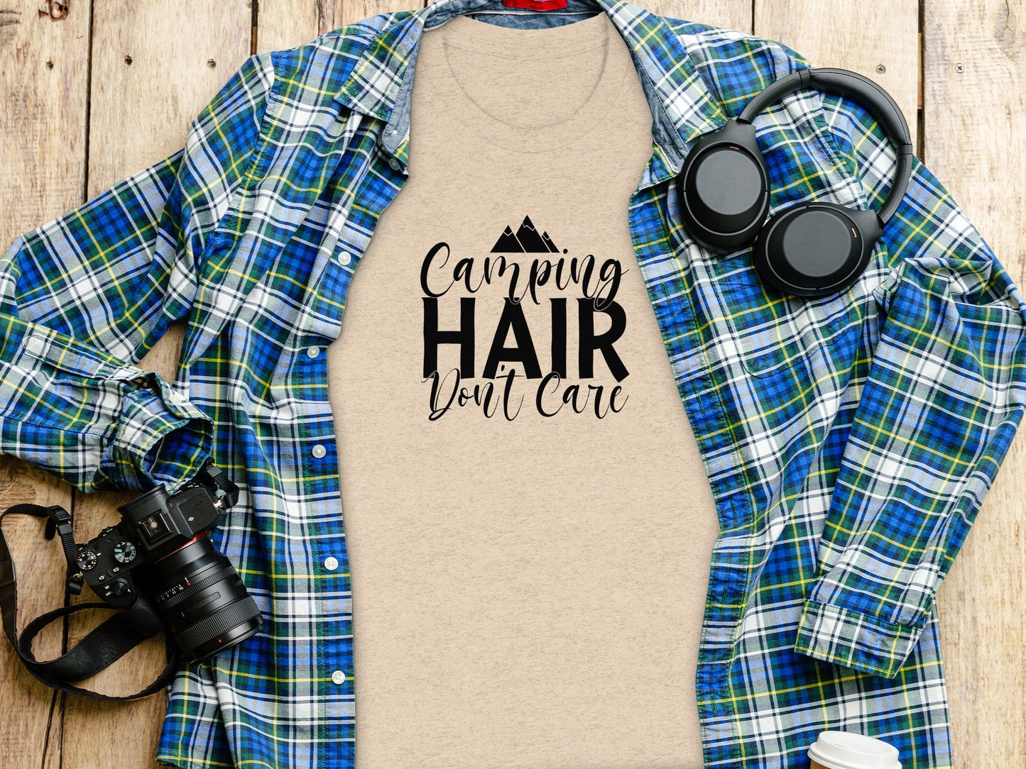 Camping Hair Don't Care Nature Lover Hiking Outdoors T-Shirt
