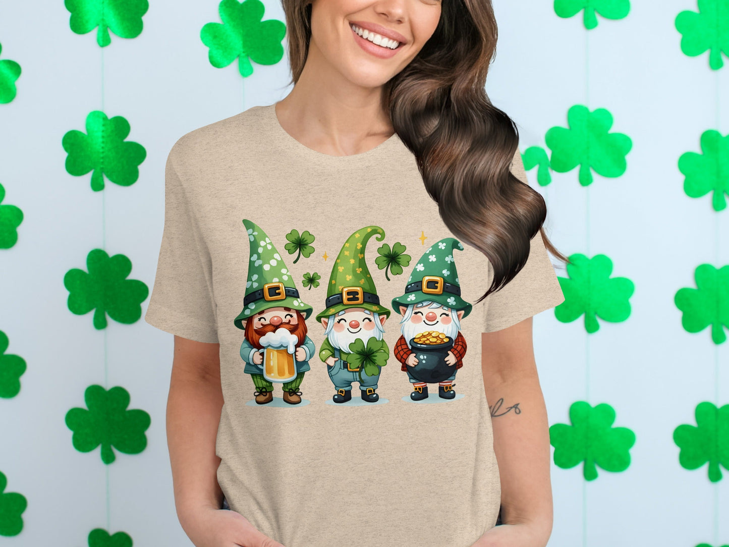 Lucky Gnome T-Shirts, St Patricks Day Shirt, Irish Gnome Shirt, Shamrock Shirt, St Paddys Day Apparel, Cute Gnomes T-Shirt