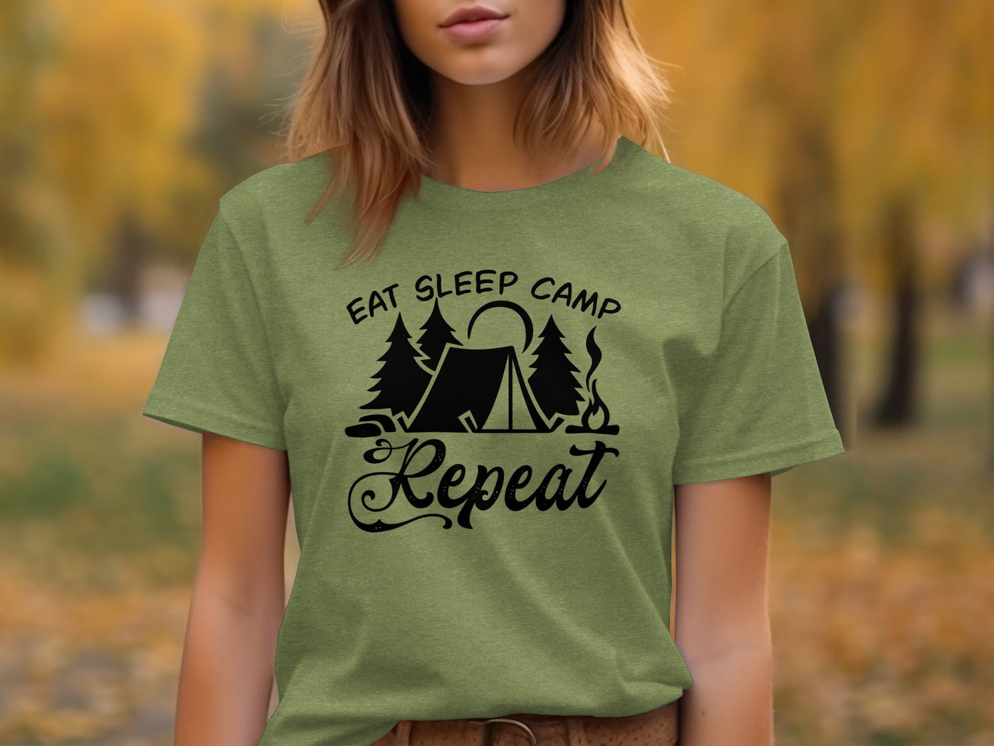 Eat Sleep Camp Repeat Adventure Graphic Camping T-Shirt