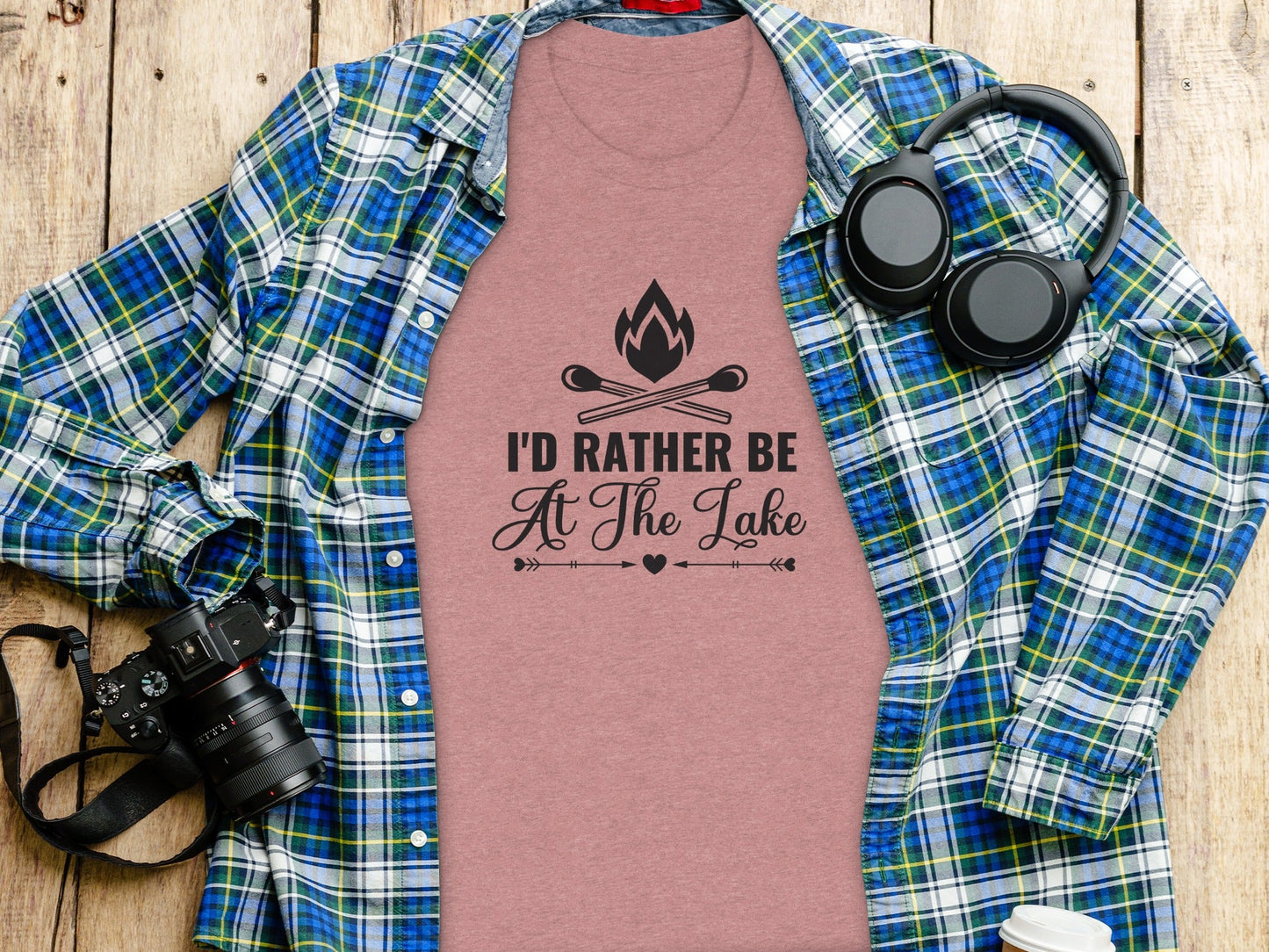 I'd Rather Be At The Lake With Matchsticks Design T-Shirt