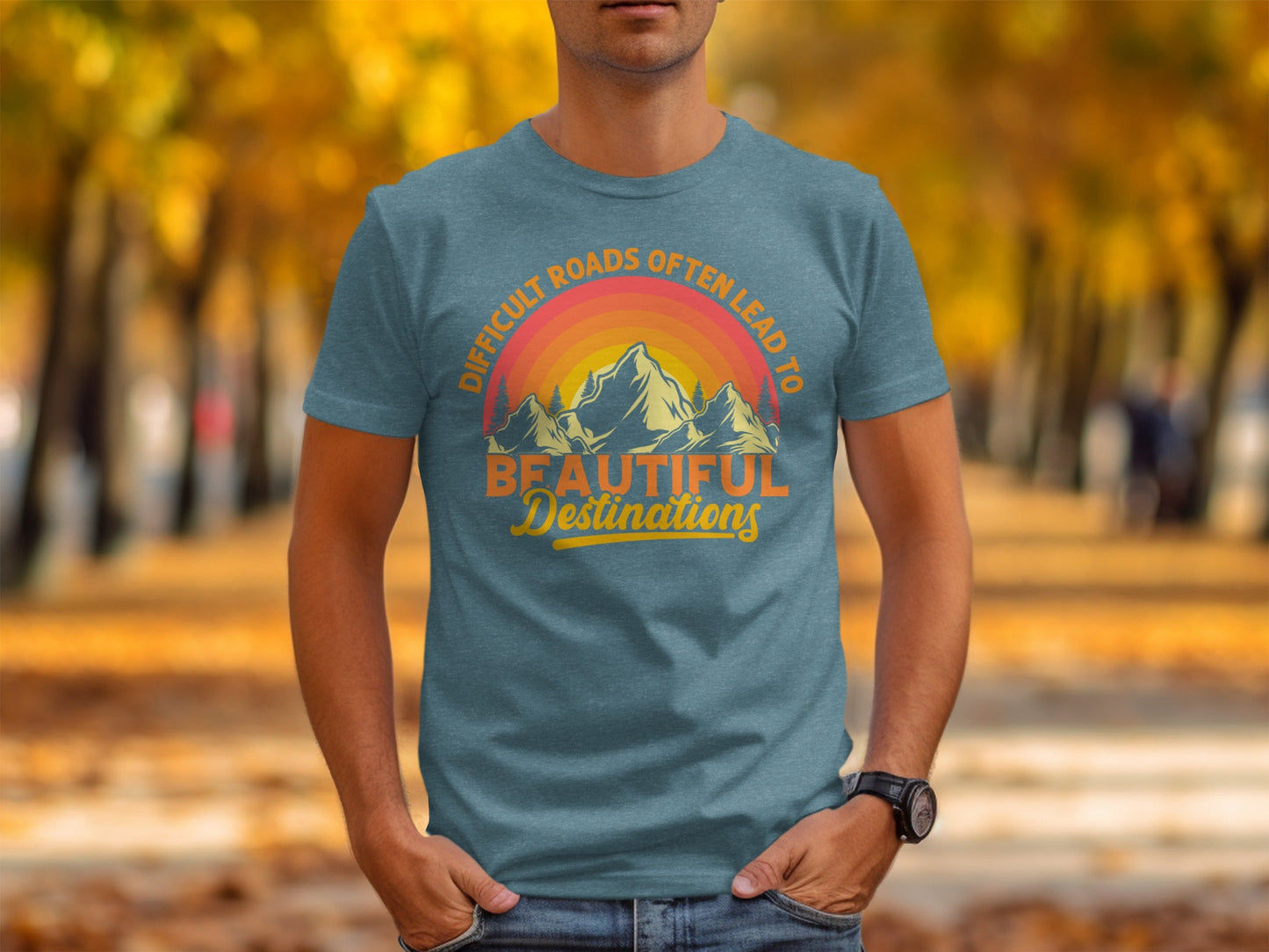 Difficult Roads Beautiful Destinations Retro Style T-Shirt Long Sleeve T-Shirt