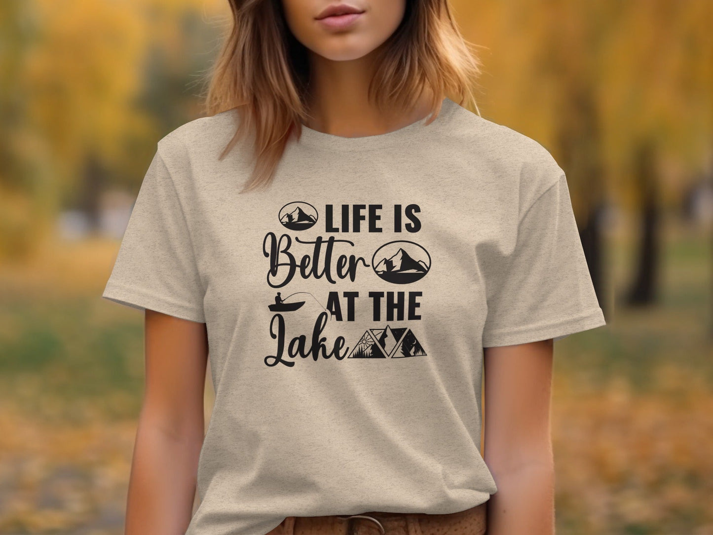 Life Is Better At The Lake Outdoors Mountain Scene T-Shirt