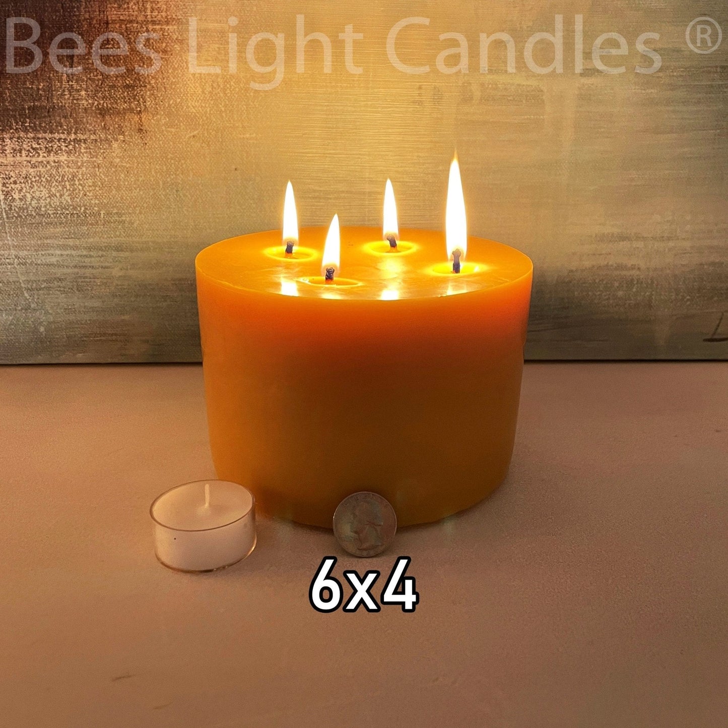 6 Inch Wide Large Beeswax Pillars | Set of 3 Candles 6x3+6x4+6x5