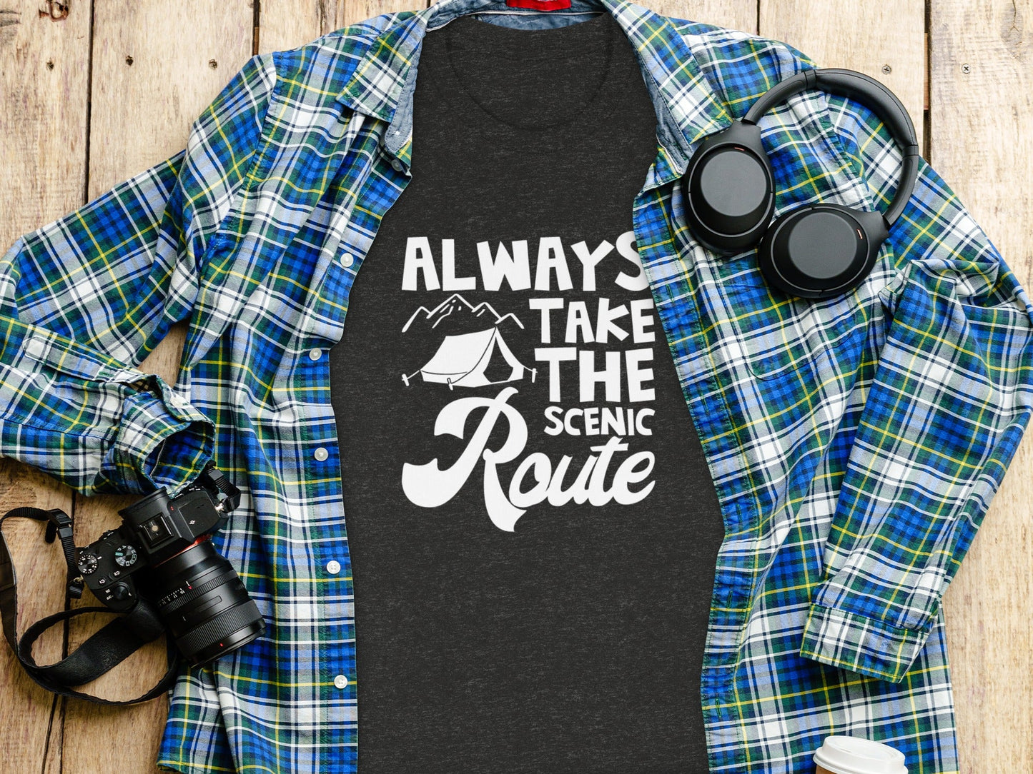 Always Take The Scenic Route Outdoors Camping Design T-Shirt
