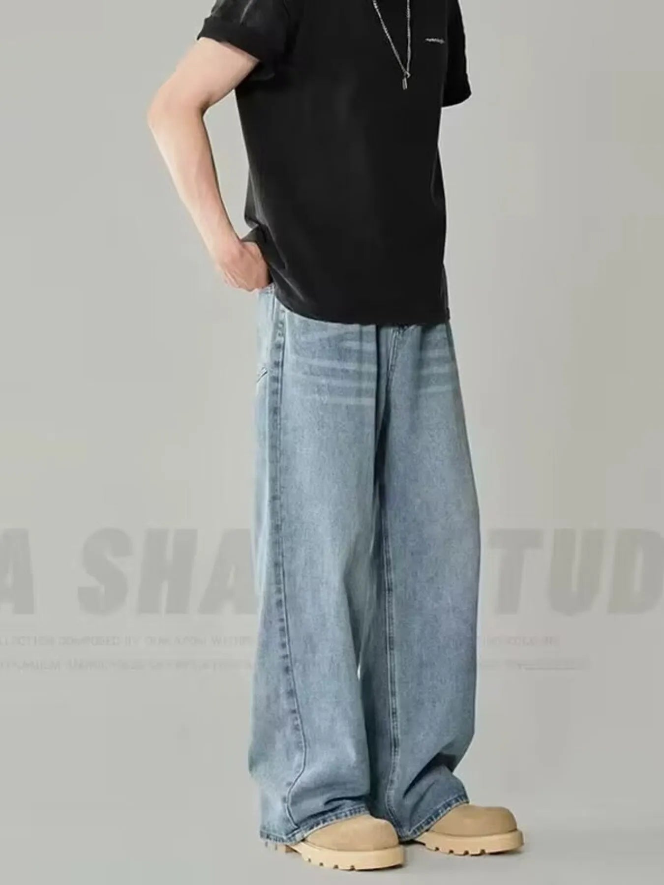 Men's Full Size Wash Loose Fit Jeans Plus Size