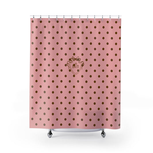 Polka Dot 'Le Bain' Shower Curtain – Pink & Brown Bathroom Decor