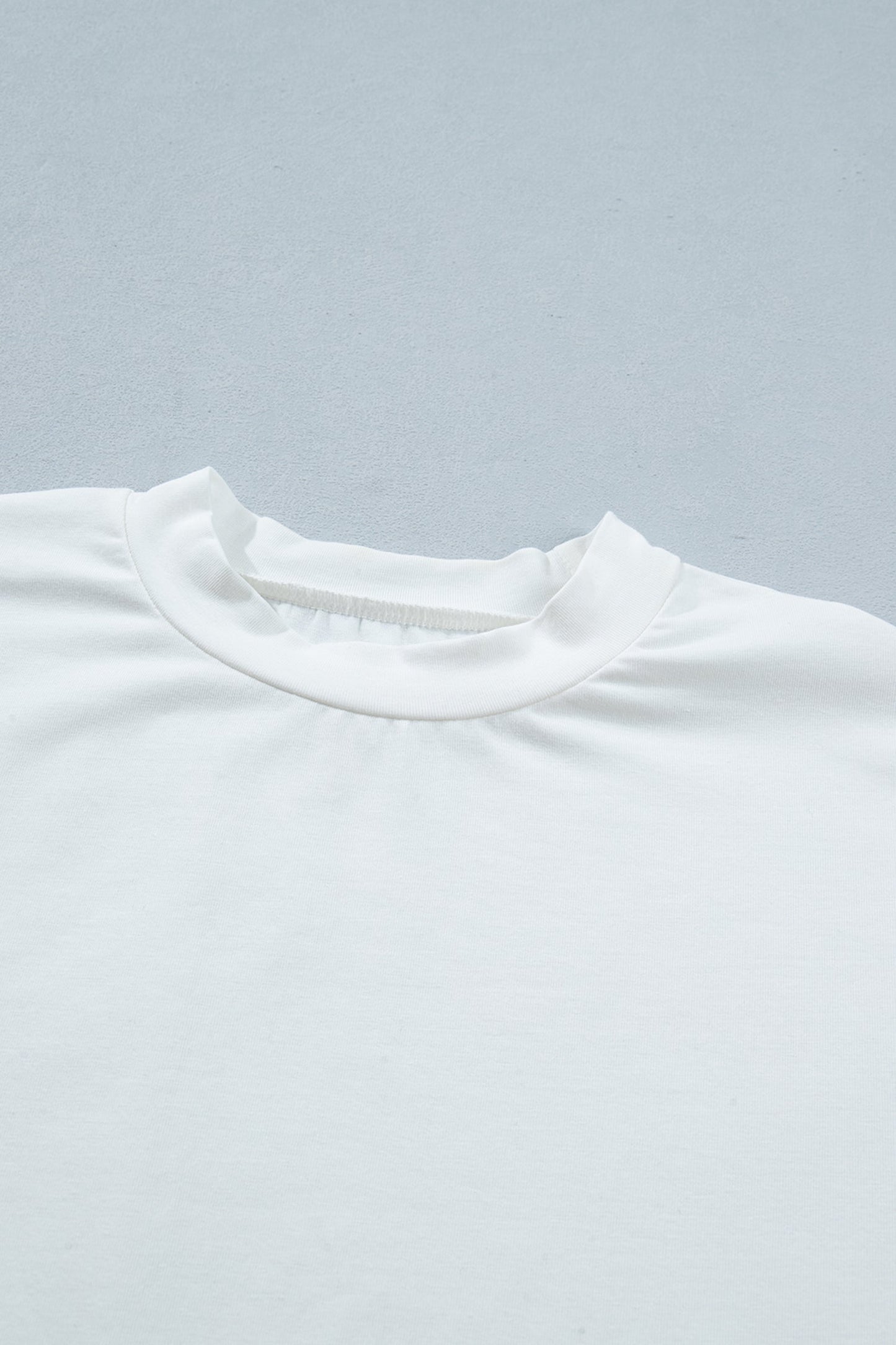 White Asymmetric Lace Hem Patchwork Tee