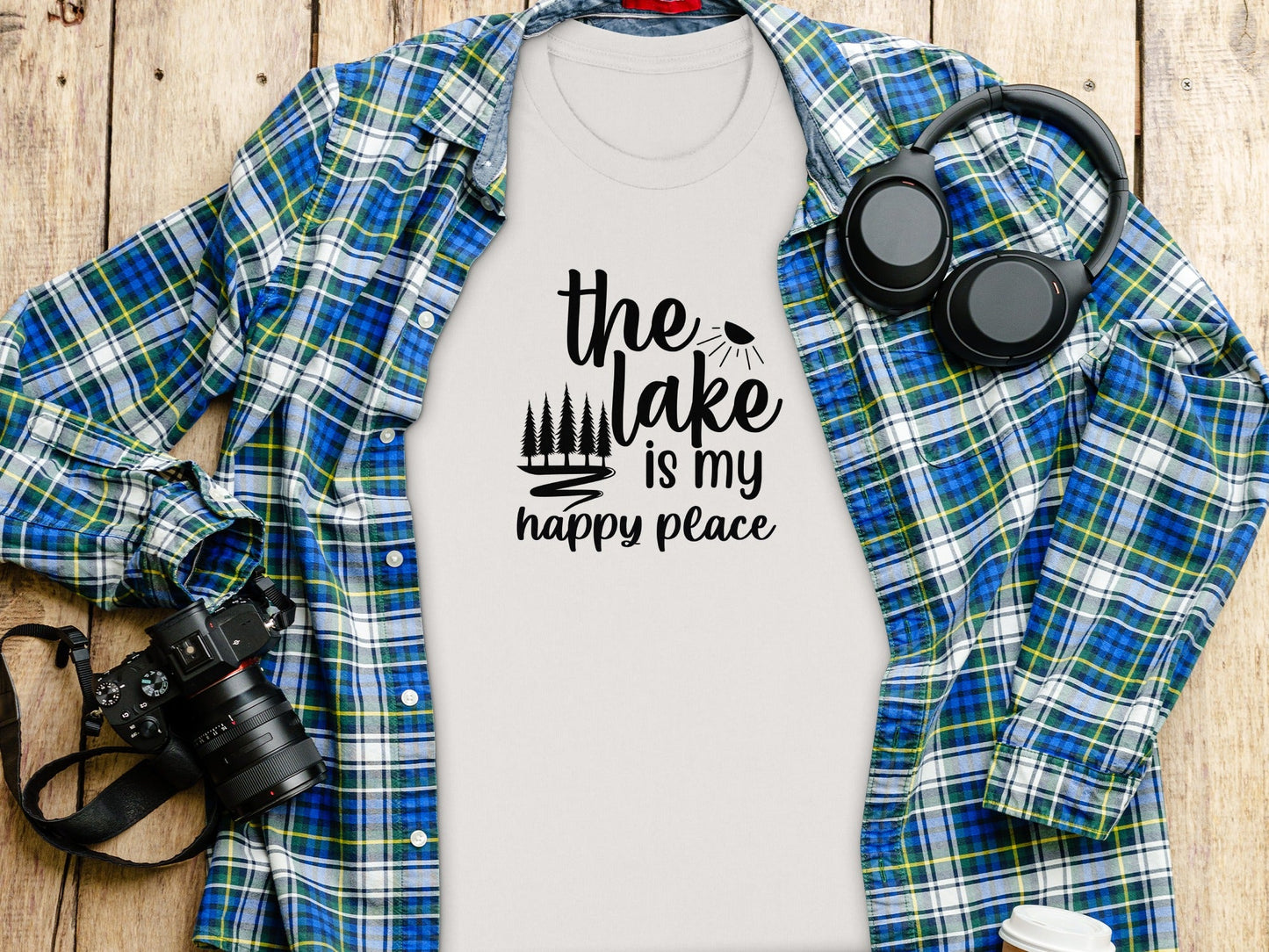 The Lake Is My Happy Place With Trees Graphic T-Shirt