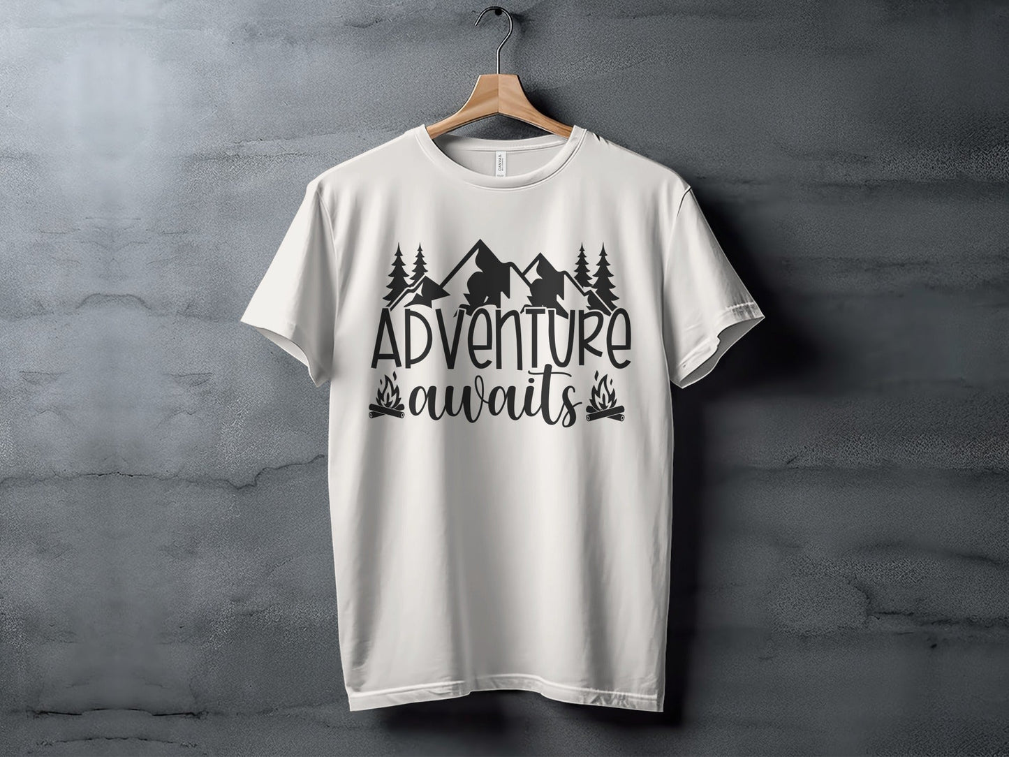 Adventure Awaits with Mountains and Campfires T-Shirt